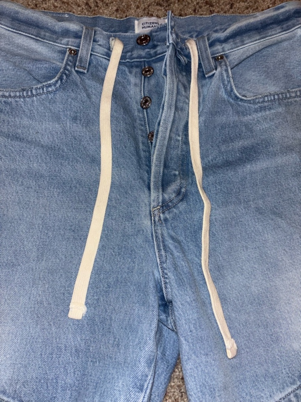 Citizens Of Humanity Light Wash Denim Shorts with Drawstring - Picture 3 of 6